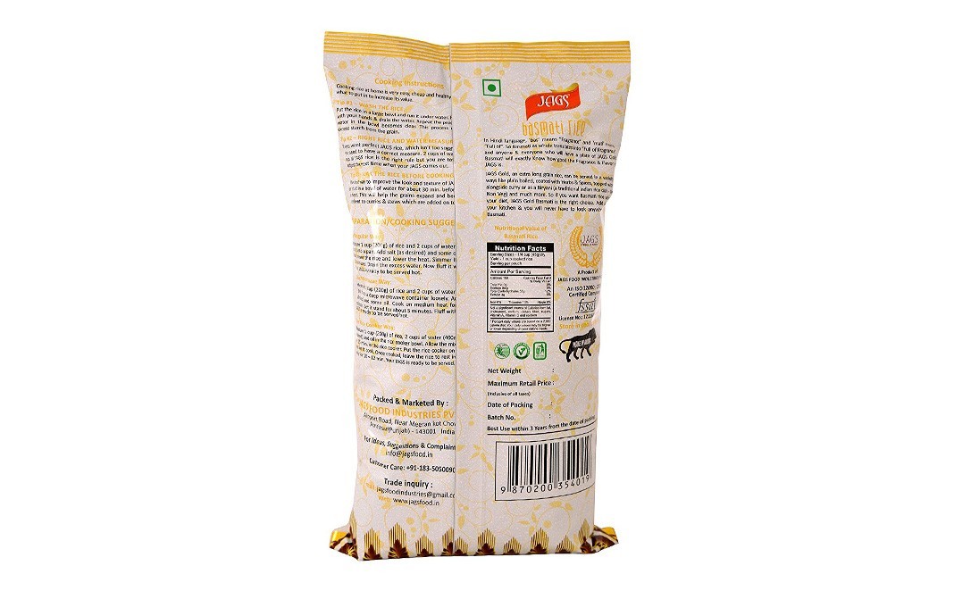 JAGS Gold Extra Long Grain Basmati Rice   Pack  1 kilogram